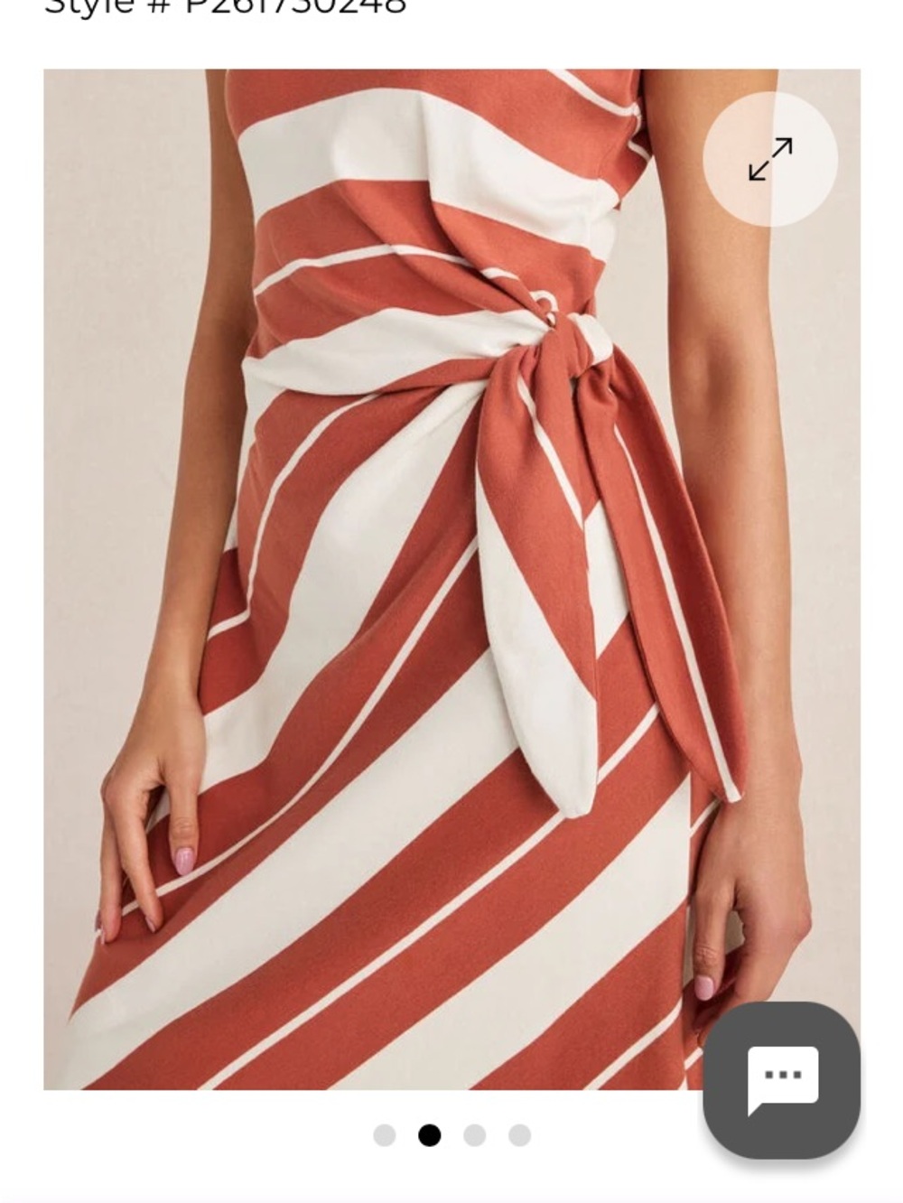 Talbots Rust & White Striped Tie-Waist Midi Dress